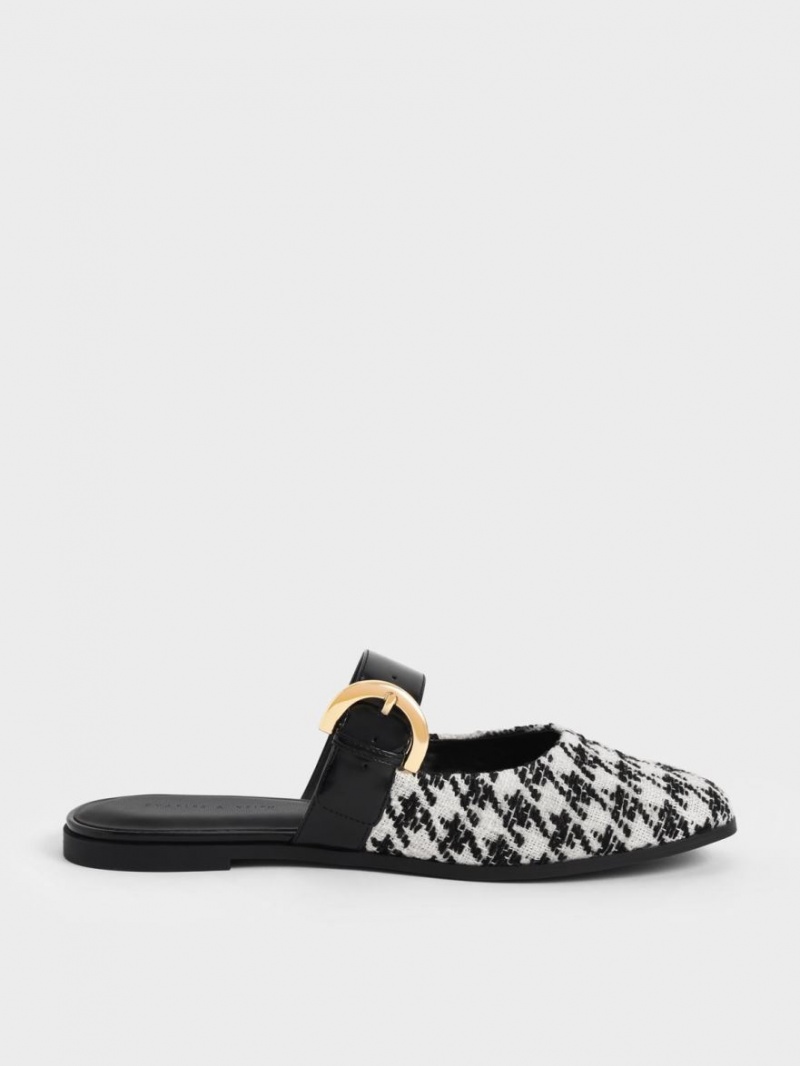 Mules Charles And Keith Houndstooth Buckled φλατ Πολύχρωμο | 69108-BFAC