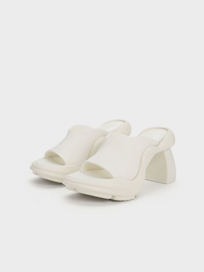 Mules Charles And Keith Leila Sculptural κρέμα | 35467-UFMP