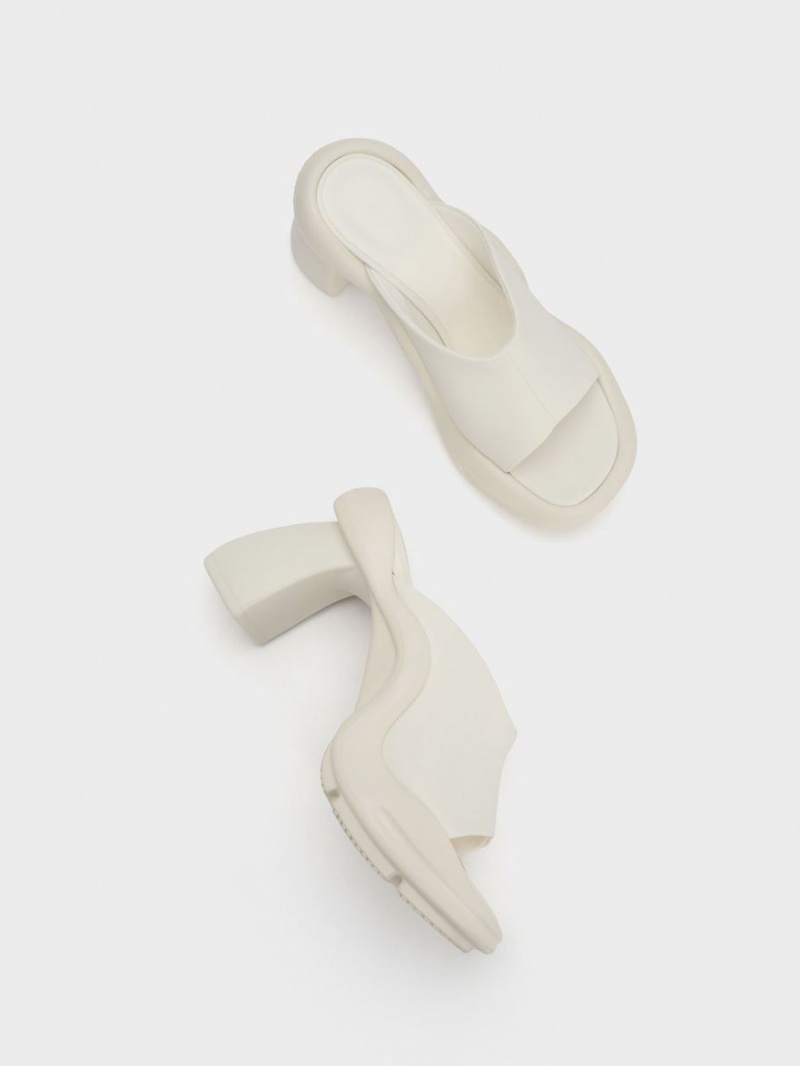 Mules Charles And Keith Leila Sculptural κρέμα | 35467-UFMP