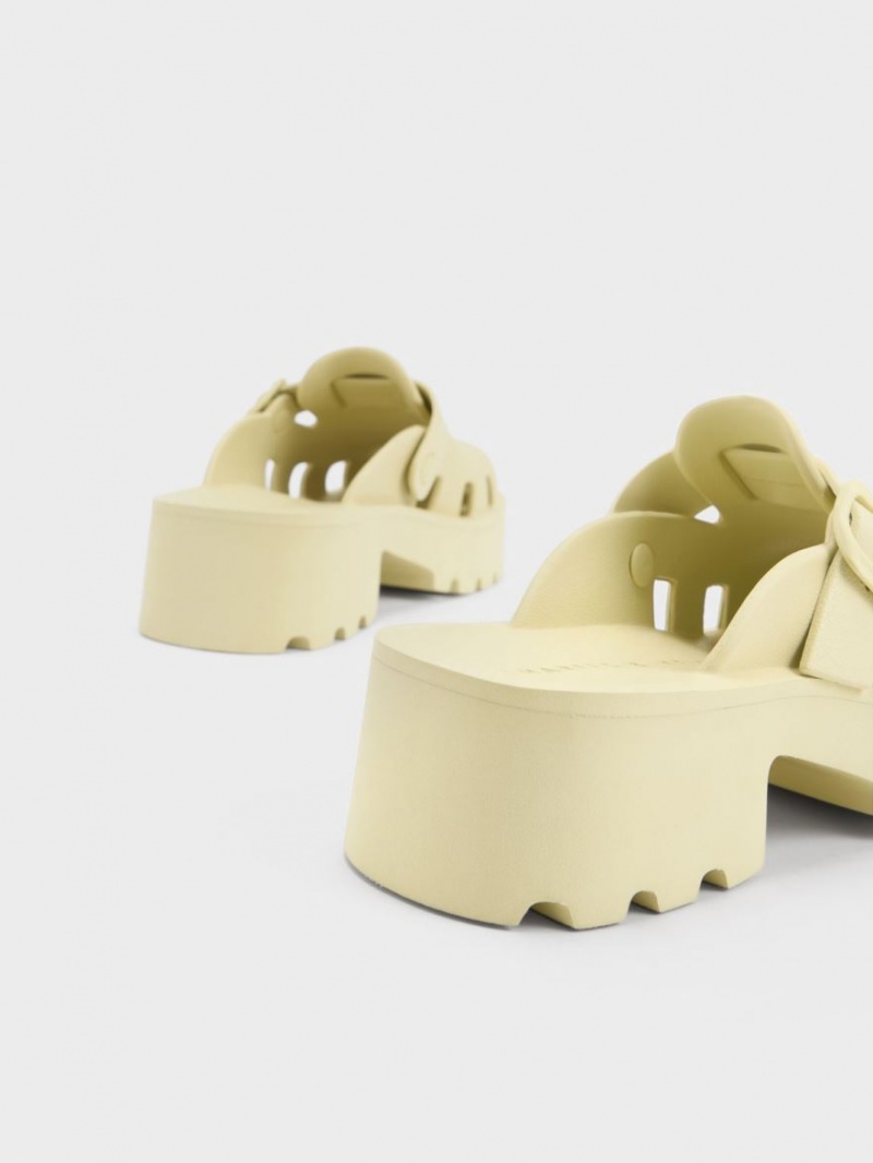 Mules Charles And Keith Mae Buckled flatforms κίτρινα | 96435-KCIQ