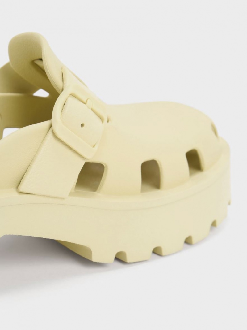 Mules Charles And Keith Mae Buckled flatforms κίτρινα | 96435-KCIQ