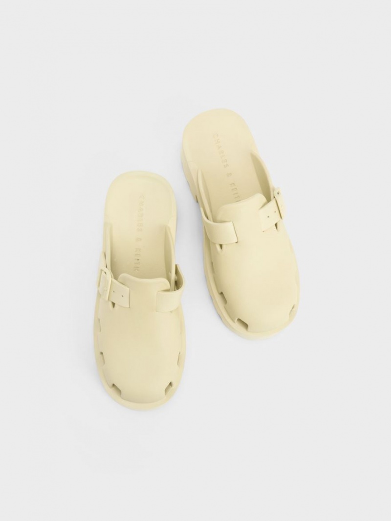 Mules Charles And Keith Mae Buckled flatforms κίτρινα | 96435-KCIQ