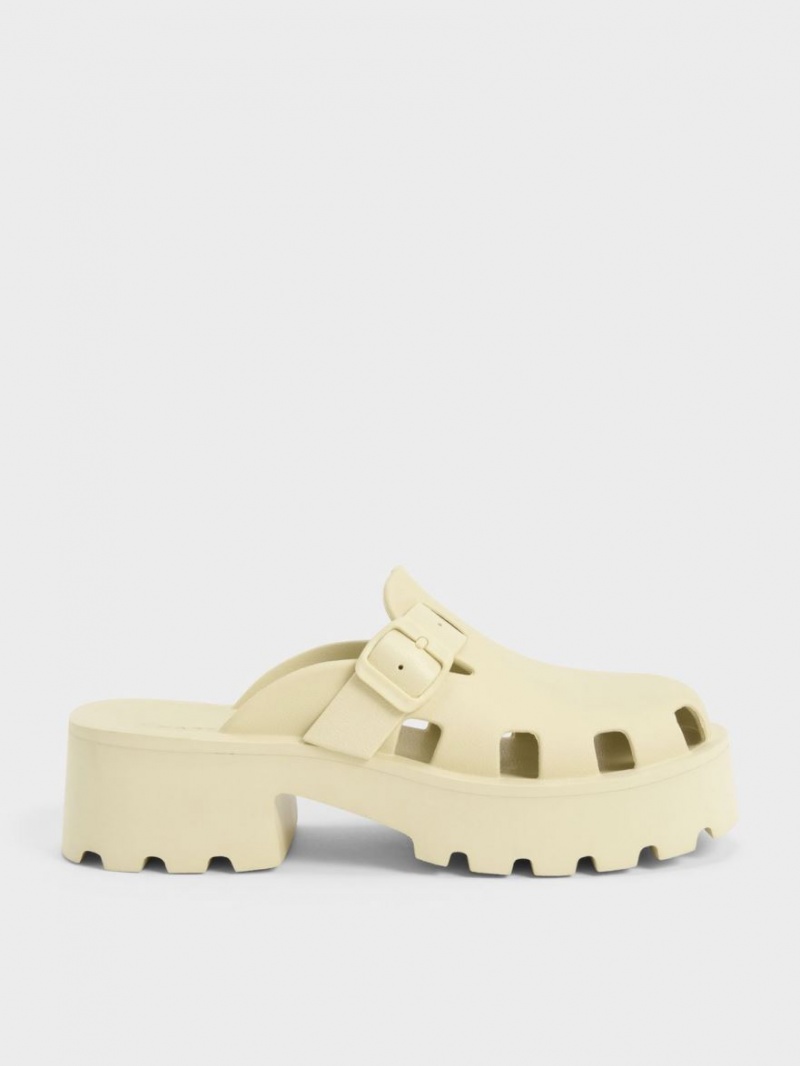 Mules Charles And Keith Mae Buckled flatforms κίτρινα | 96435-KCIQ