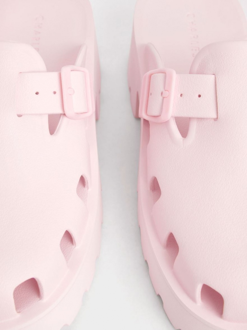 Mules Charles And Keith Mae Buckled flatforms ανοιχτο ροζ | 74285-WZVJ