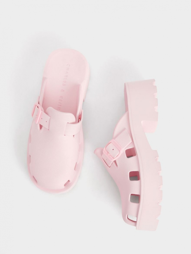 Mules Charles And Keith Mae Buckled flatforms ανοιχτο ροζ | 74285-WZVJ