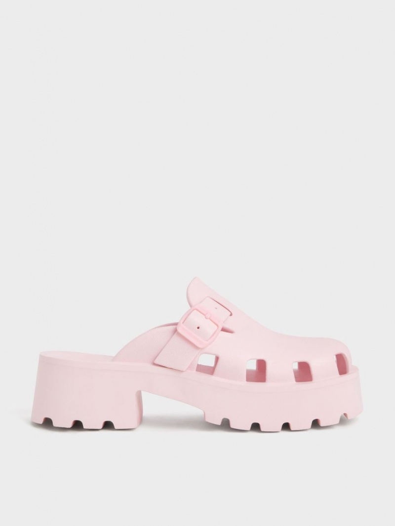 Mules Charles And Keith Mae Buckled flatforms ανοιχτο ροζ | 74285-WZVJ