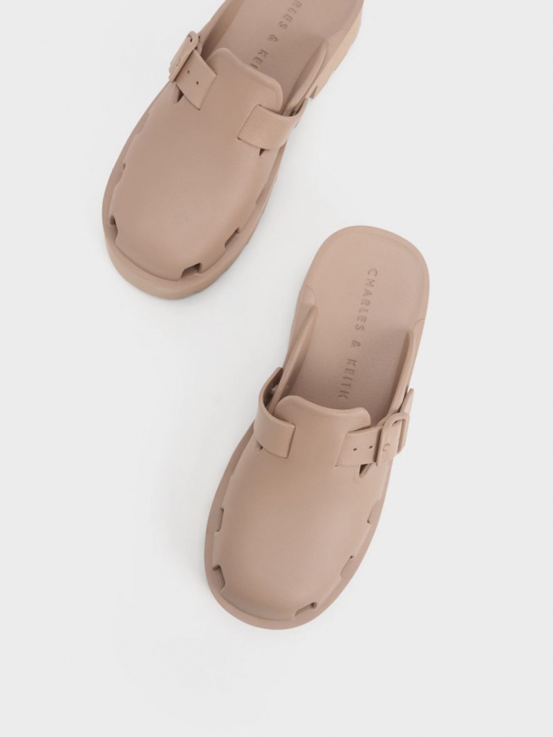 Mules Charles And Keith Mae Buckled flatforms καφε | 60345-CUNM