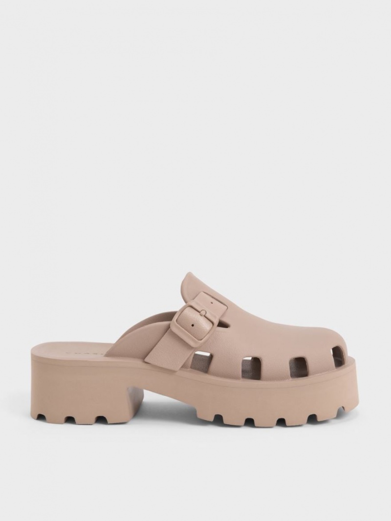 Mules Charles And Keith Mae Buckled flatforms καφε | 60345-CUNM