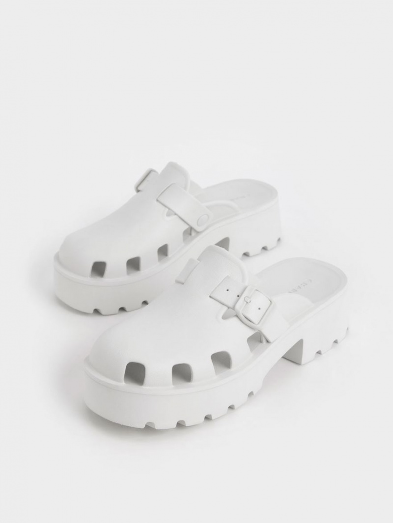 Mules Charles And Keith Mae Buckled flatforms ασπρα | 71205-ZTNA