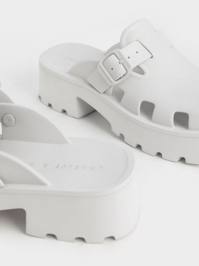 Mules Charles And Keith Mae Buckled flatforms ασπρα | 71205-ZTNA