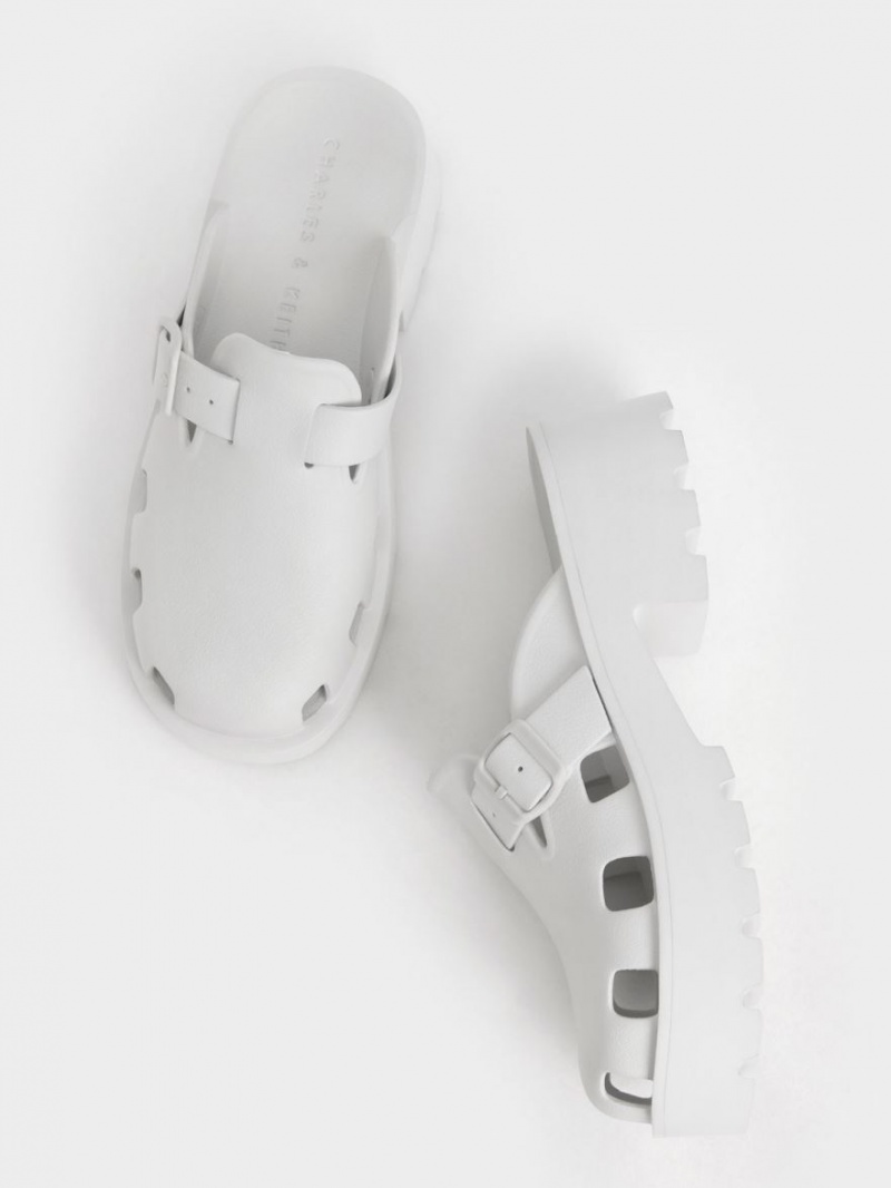 Mules Charles And Keith Mae Buckled flatforms ασπρα | 71205-ZTNA