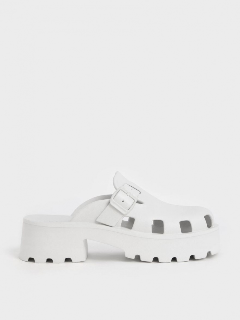 Mules Charles And Keith Mae Buckled flatforms ασπρα | 71205-ZTNA