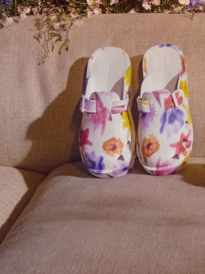 Mules Charles And Keith Mae Printed Buckled flatforms Πολύχρωμο | 27139-ZMQD