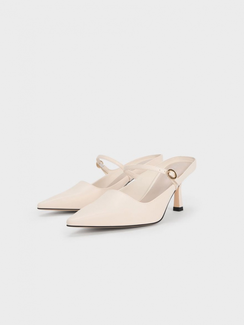 Mules Charles And Keith Mary Jane με τακουνι κρέμα | 16289-WRJY