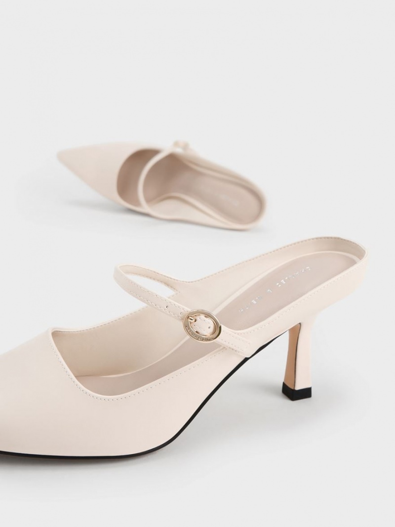 Mules Charles And Keith Mary Jane με τακουνι κρέμα | 16289-WRJY