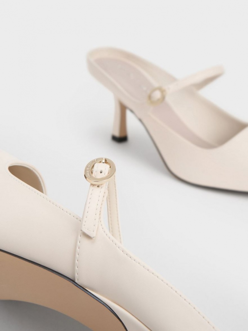 Mules Charles And Keith Mary Jane με τακουνι κρέμα | 16289-WRJY