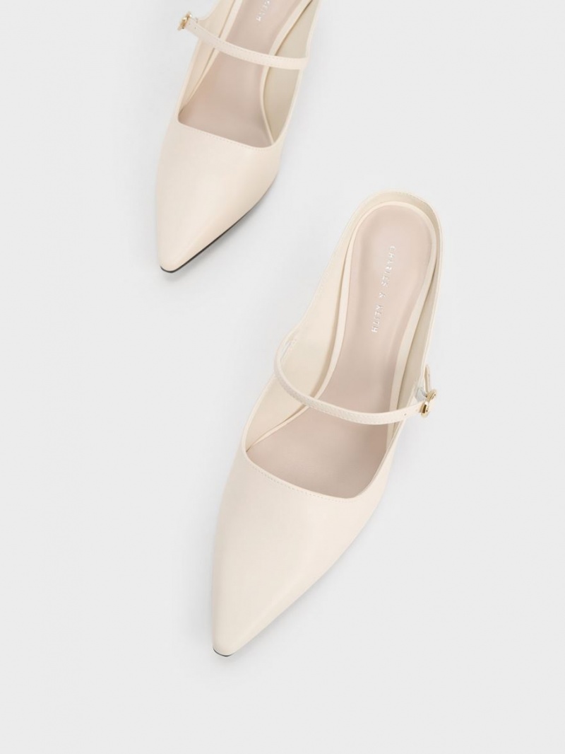 Mules Charles And Keith Mary Jane με τακουνι κρέμα | 16289-WRJY