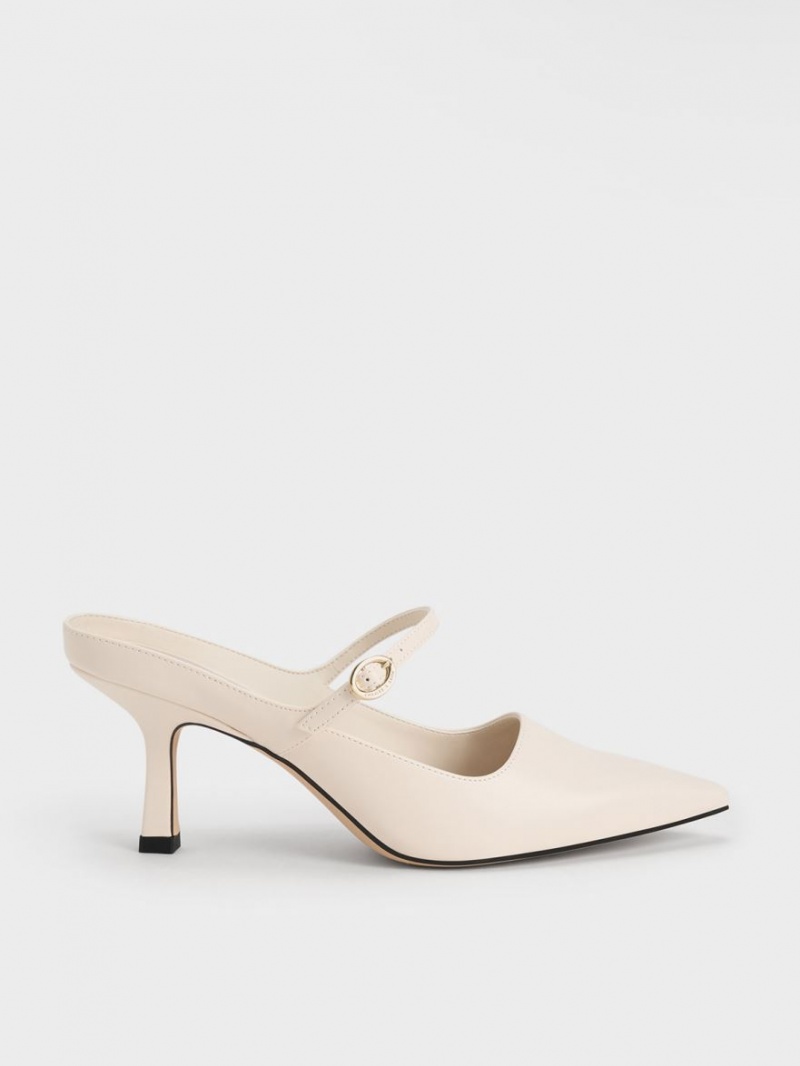 Mules Charles And Keith Mary Jane με τακουνι κρέμα | 16289-WRJY