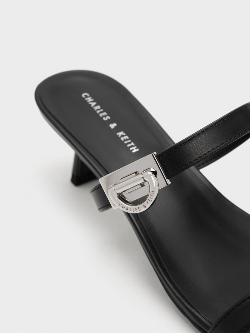 Mules Charles And Keith Metallic Accent Double λουρακια μαυρα | 84926-RODF