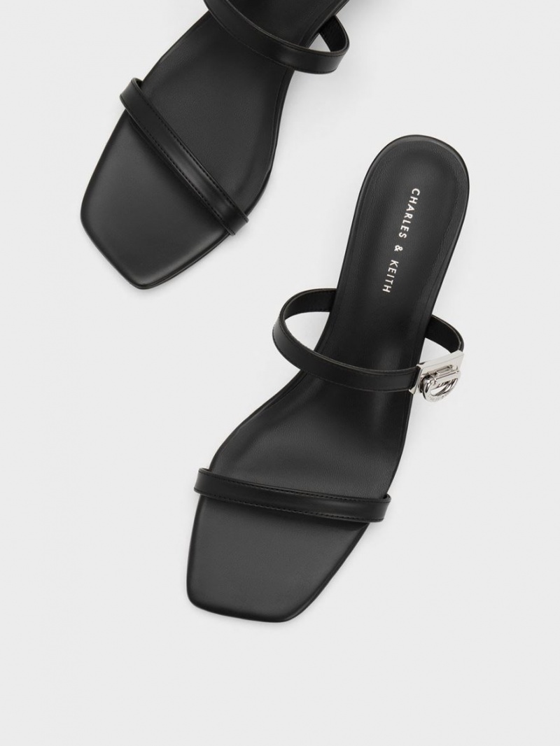 Mules Charles And Keith Metallic Accent Double λουρακια μαυρα | 84926-RODF