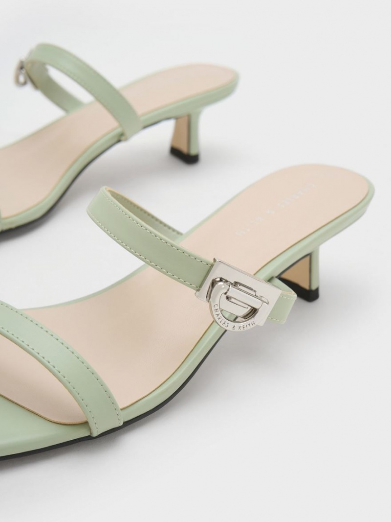 Mules Charles And Keith Metallic Accent Double λουρακια μεντα | 45783-UWRM
