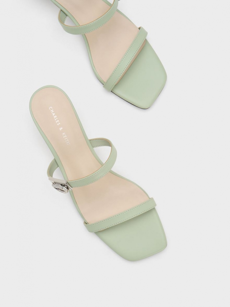 Mules Charles And Keith Metallic Accent Double λουρακια μεντα | 45783-UWRM