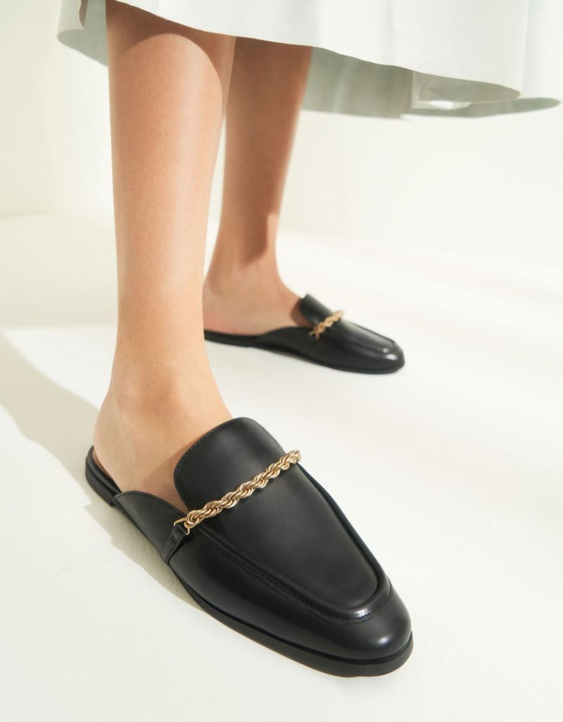 Mules Charles And Keith Metallic Accent Flats μαυρα | 17289-MWHL