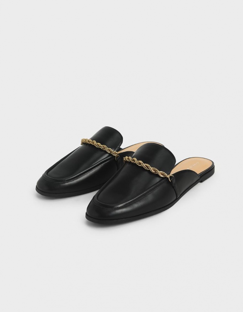 Mules Charles And Keith Metallic Accent Flats μαυρα | 17289-MWHL