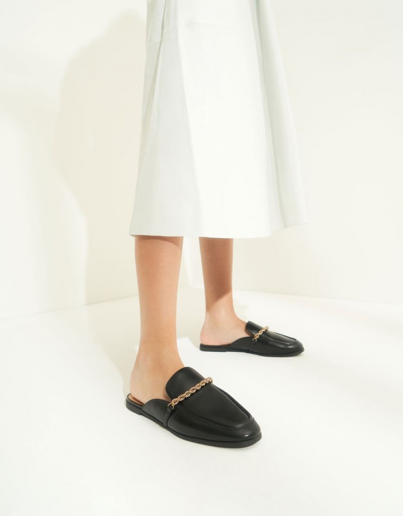 Mules Charles And Keith Metallic Accent Flats μαυρα | 17289-MWHL