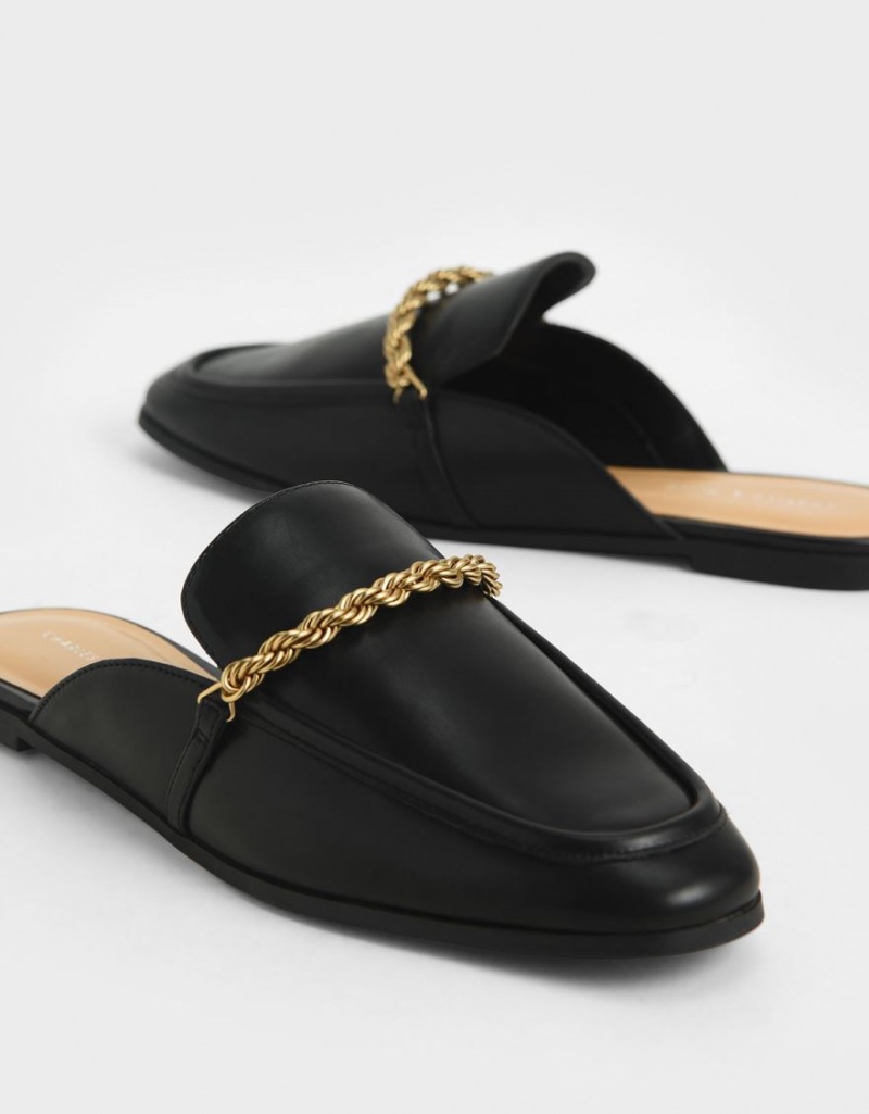 Mules Charles And Keith Metallic Accent Flats μαυρα | 17289-MWHL