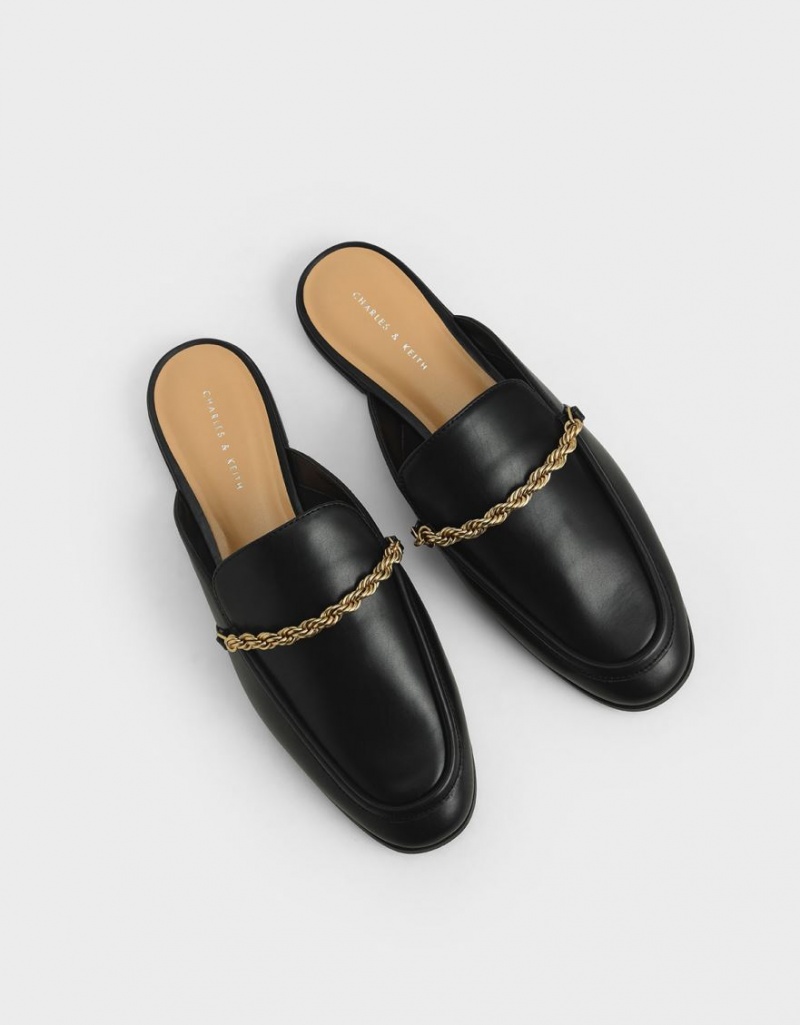 Mules Charles And Keith Metallic Accent Flats μαυρα | 17289-MWHL