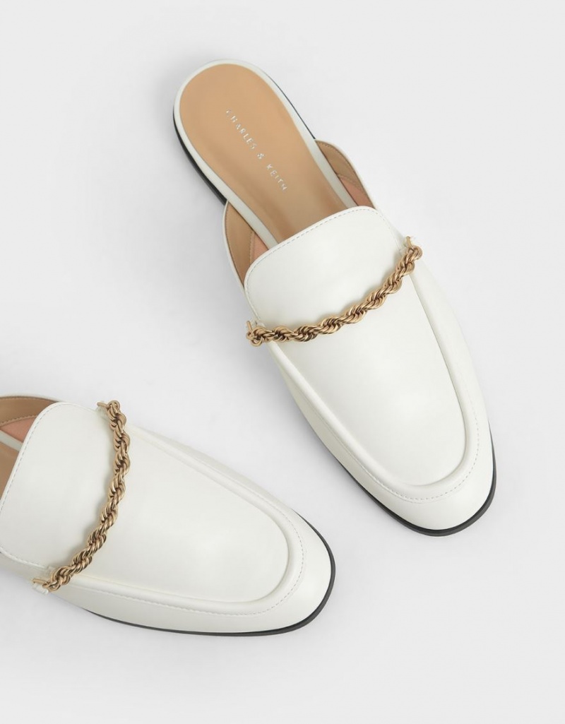 Mules Charles And Keith Metallic Accent Flats ασπρα | 60792-LSUN