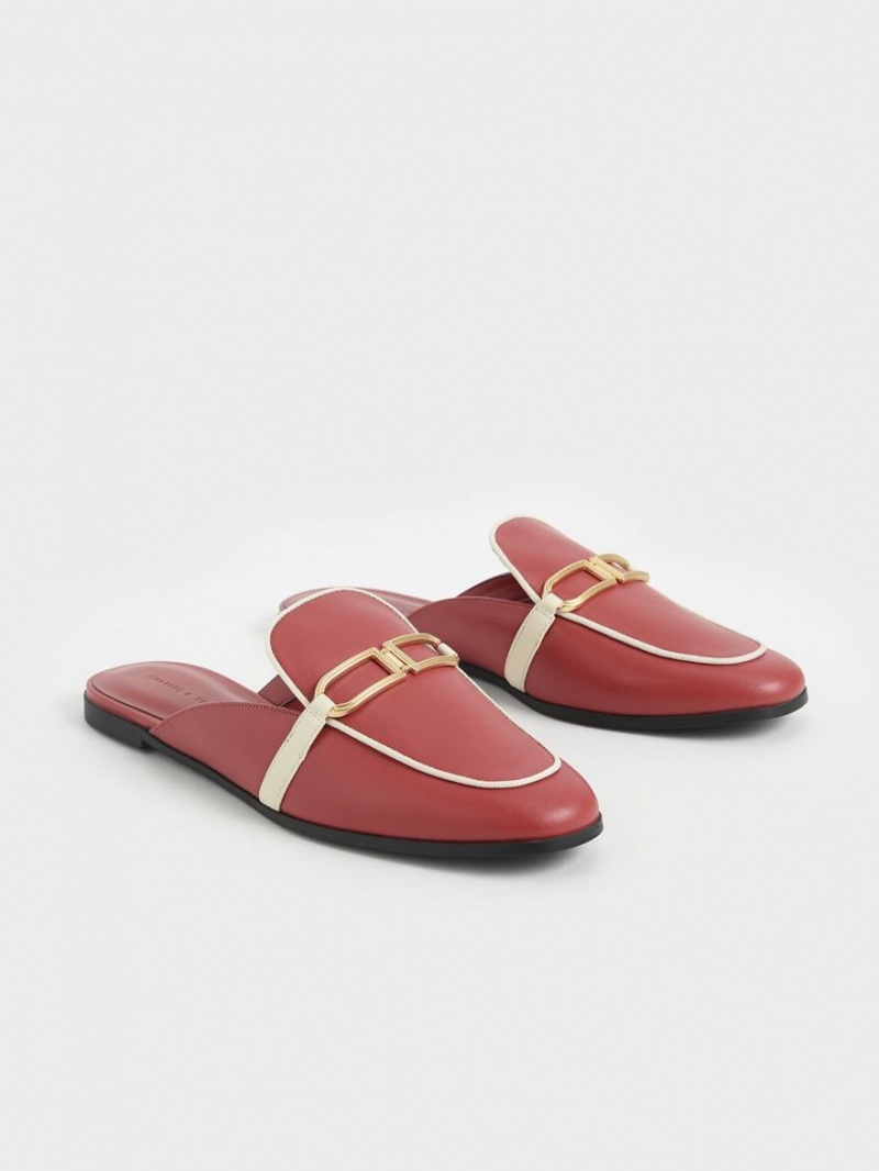 Mules Charles And Keith Metallic Accent Flats σκούρο κοκκινα | 25798-YSRH