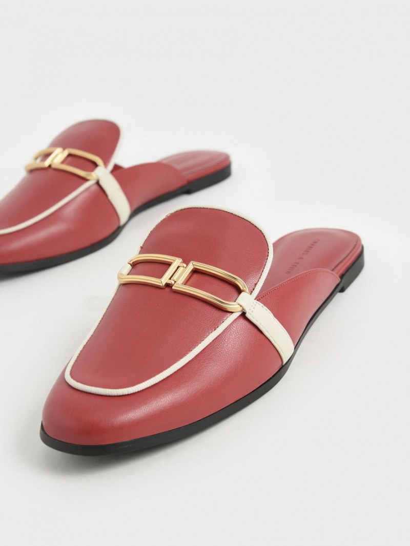 Mules Charles And Keith Metallic Accent Flats σκούρο κοκκινα | 25798-YSRH