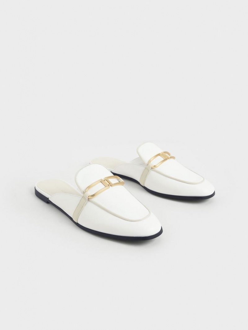 Mules Charles And Keith Metallic Accent Flats ασπρα | 52473-QUXT