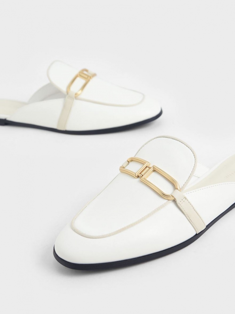 Mules Charles And Keith Metallic Accent Flats ασπρα | 52473-QUXT