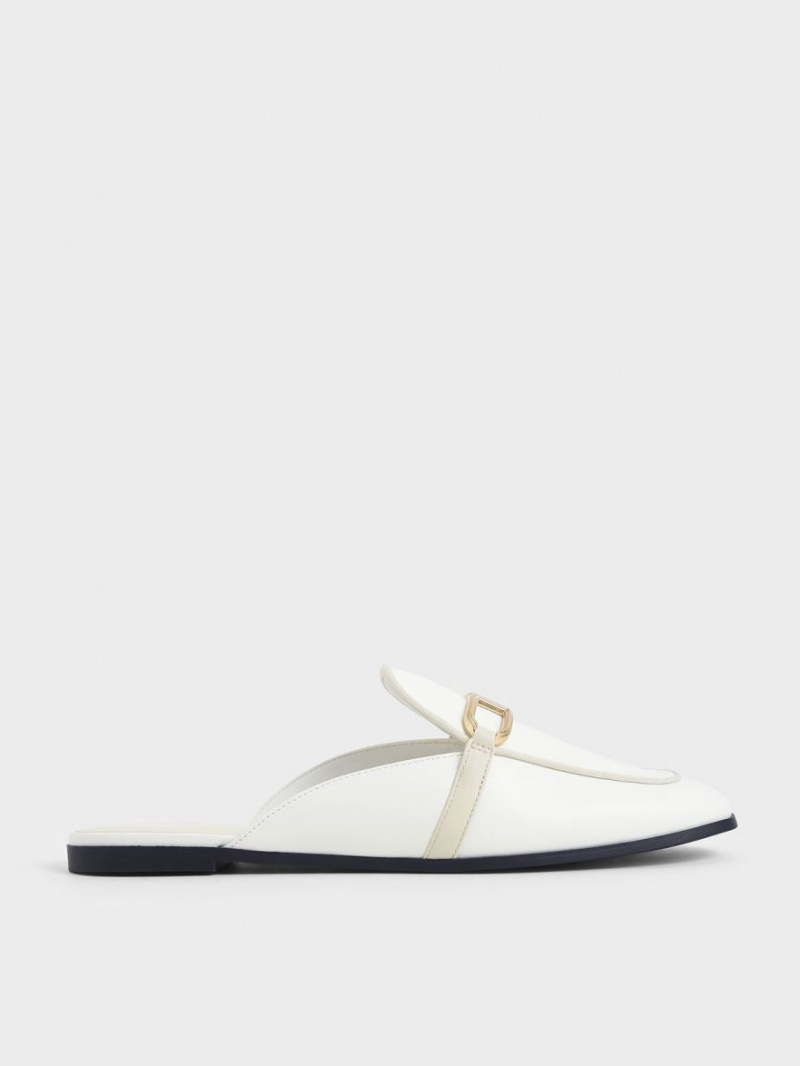 Mules Charles And Keith Metallic Accent Flats ασπρα | 52473-QUXT