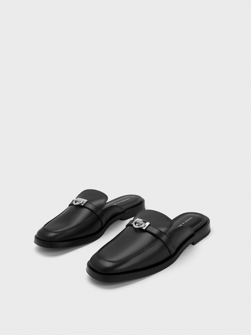 Mules Charles And Keith Metallic Accent Loafer μαυρα | 65237-DURG