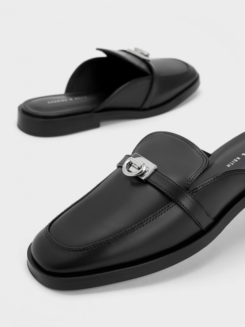 Mules Charles And Keith Metallic Accent Loafer μαυρα | 65237-DURG