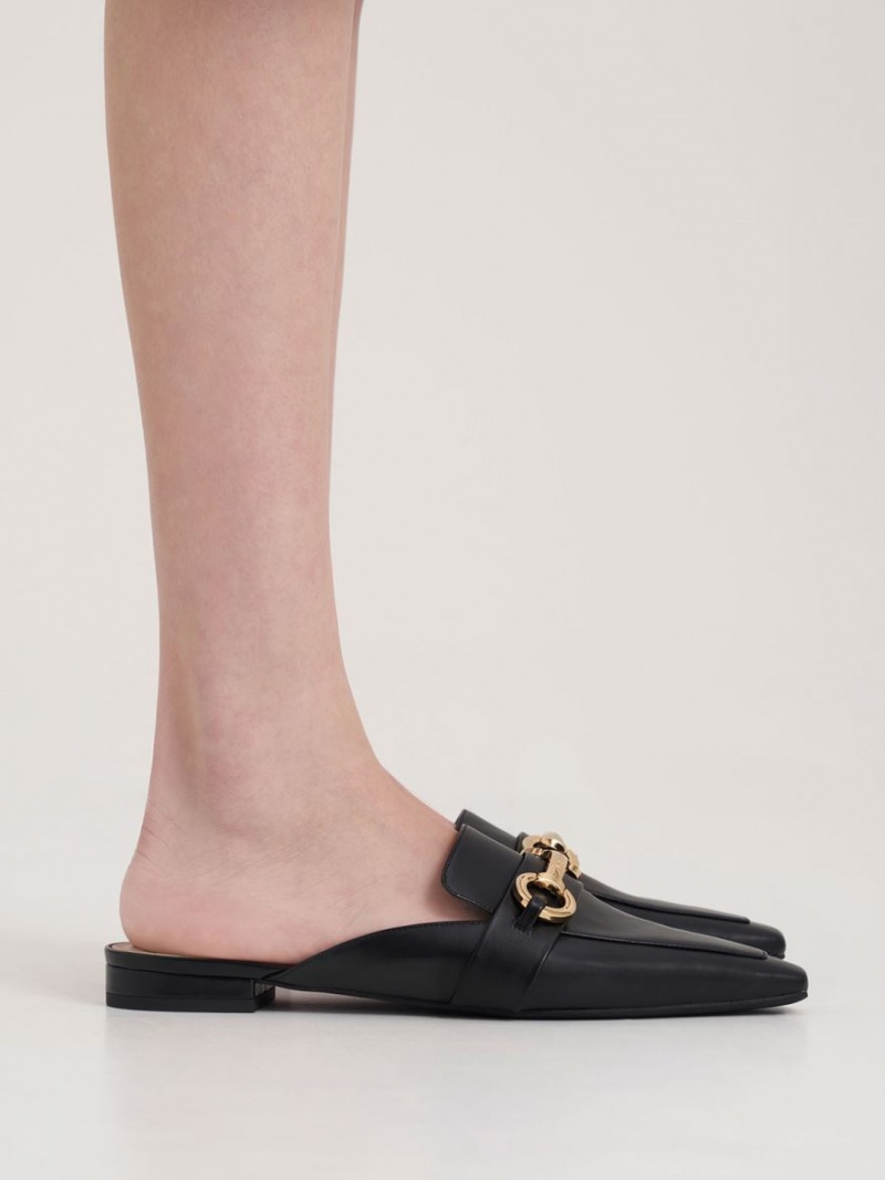 Mules Charles And Keith Metallic Accent Tapered φλατ μαυρα | 59780-PUAG