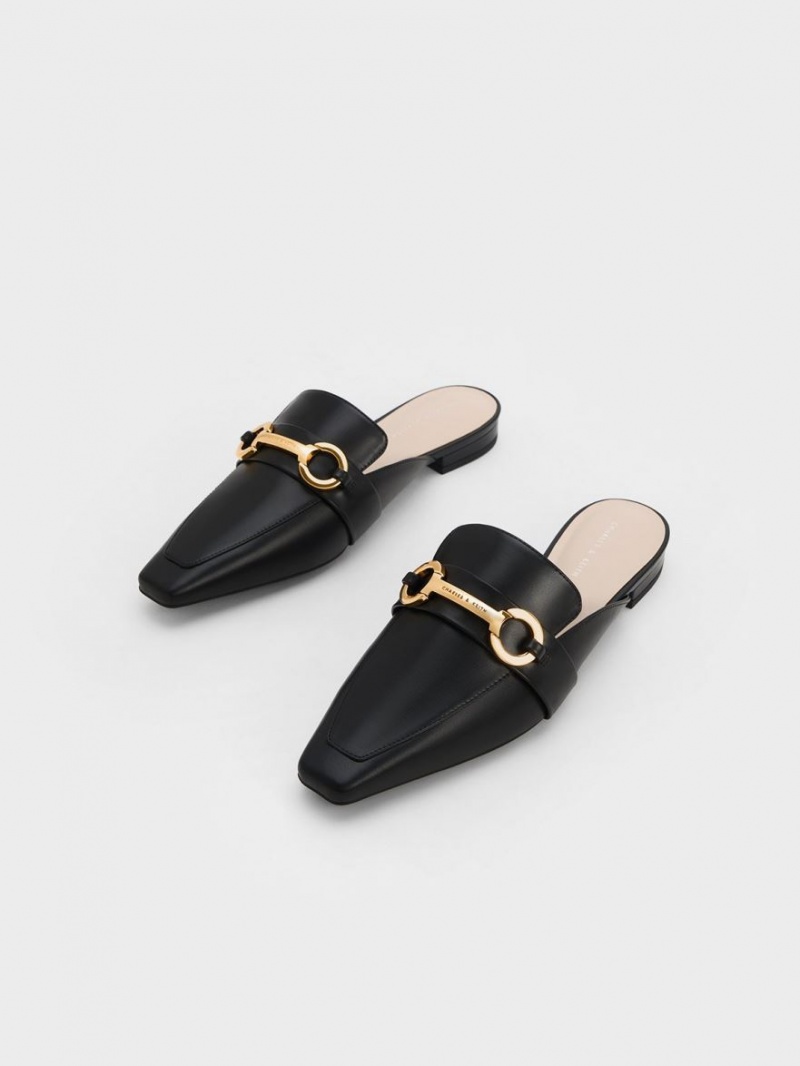 Mules Charles And Keith Metallic Accent Tapered φλατ μαυρα | 59780-PUAG