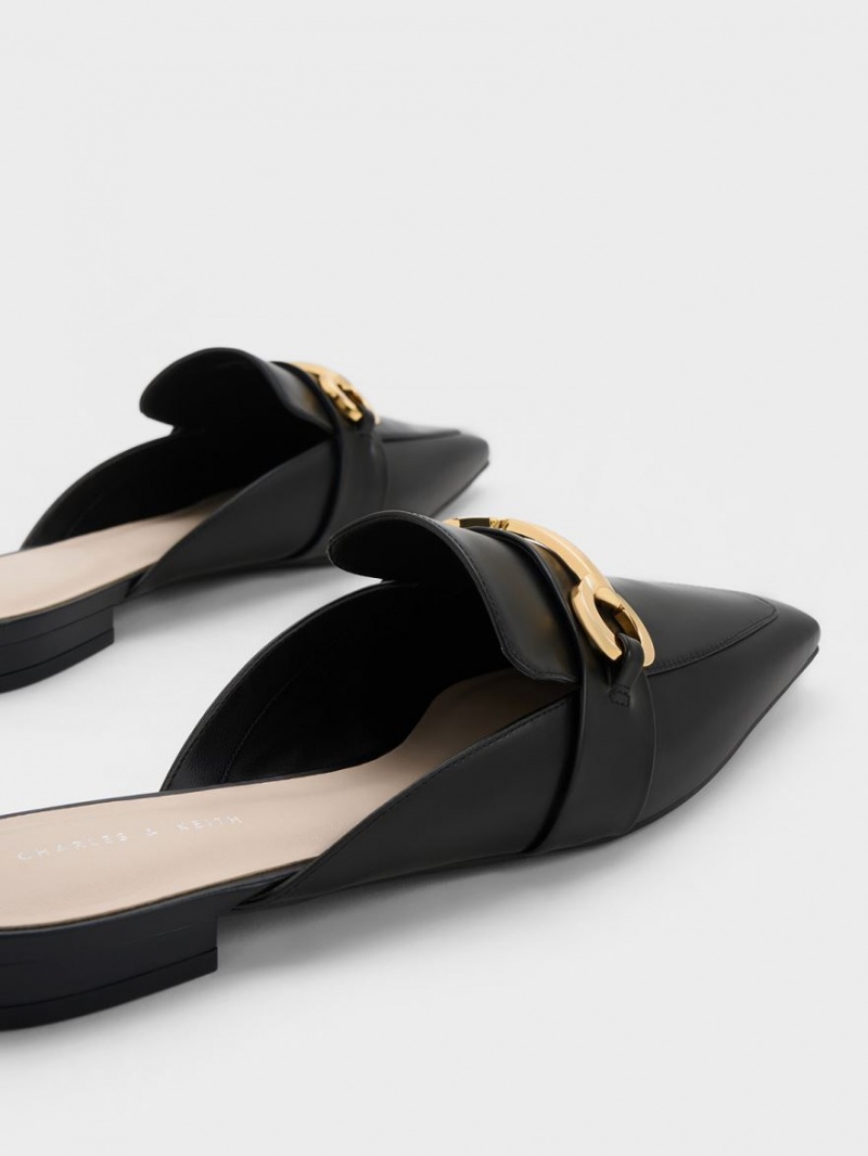 Mules Charles And Keith Metallic Accent Tapered φλατ μαυρα | 59780-PUAG