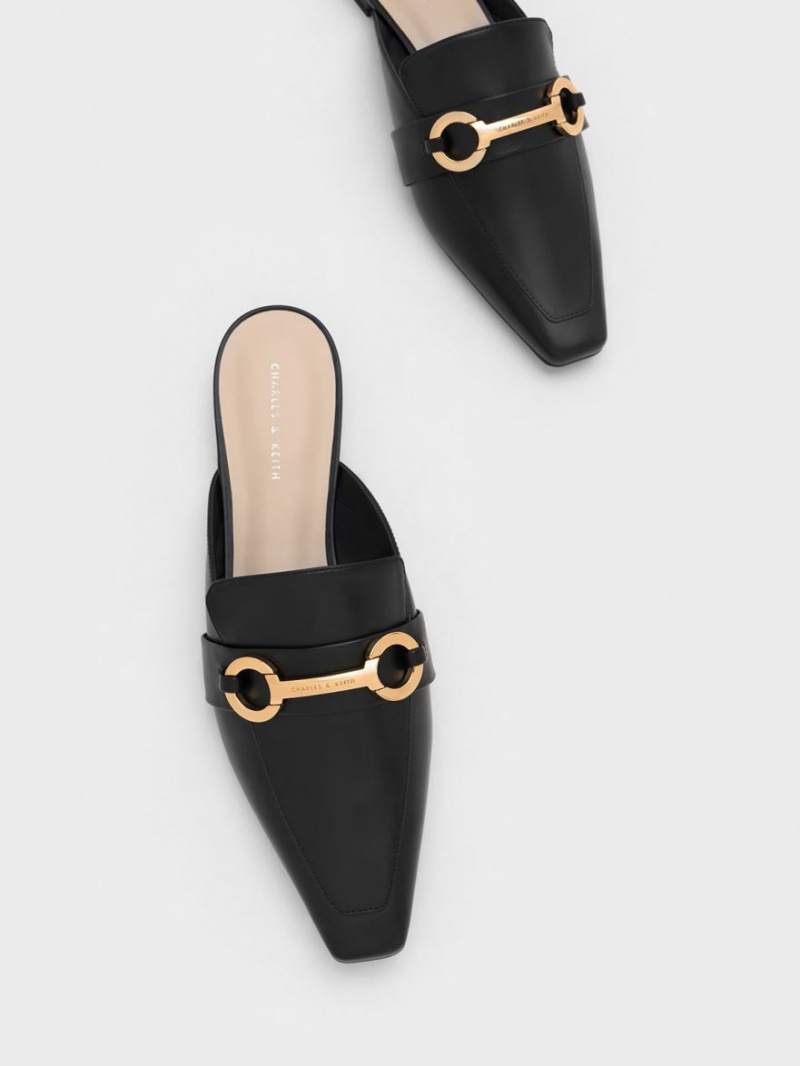 Mules Charles And Keith Metallic Accent Tapered φλατ μαυρα | 59780-PUAG