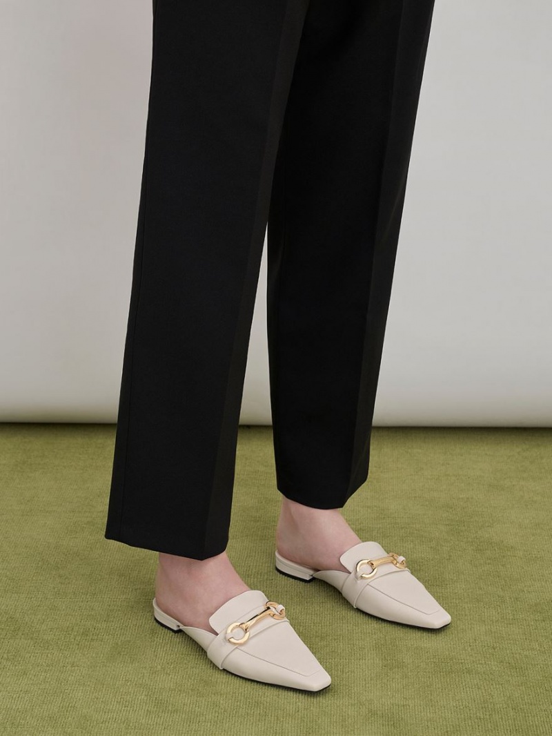 Mules Charles And Keith Metallic Accent Tapered φλατ ασπρα | 31052-DWCY