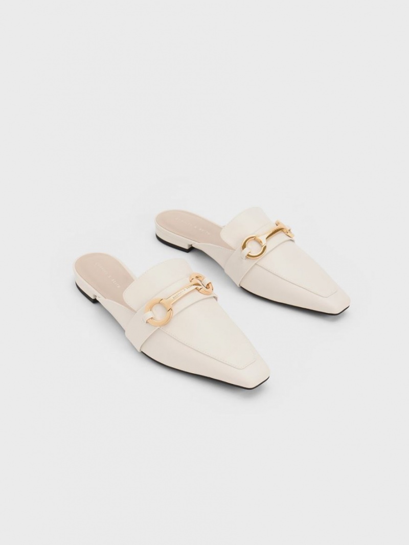Mules Charles And Keith Metallic Accent Tapered φλατ ασπρα | 31052-DWCY