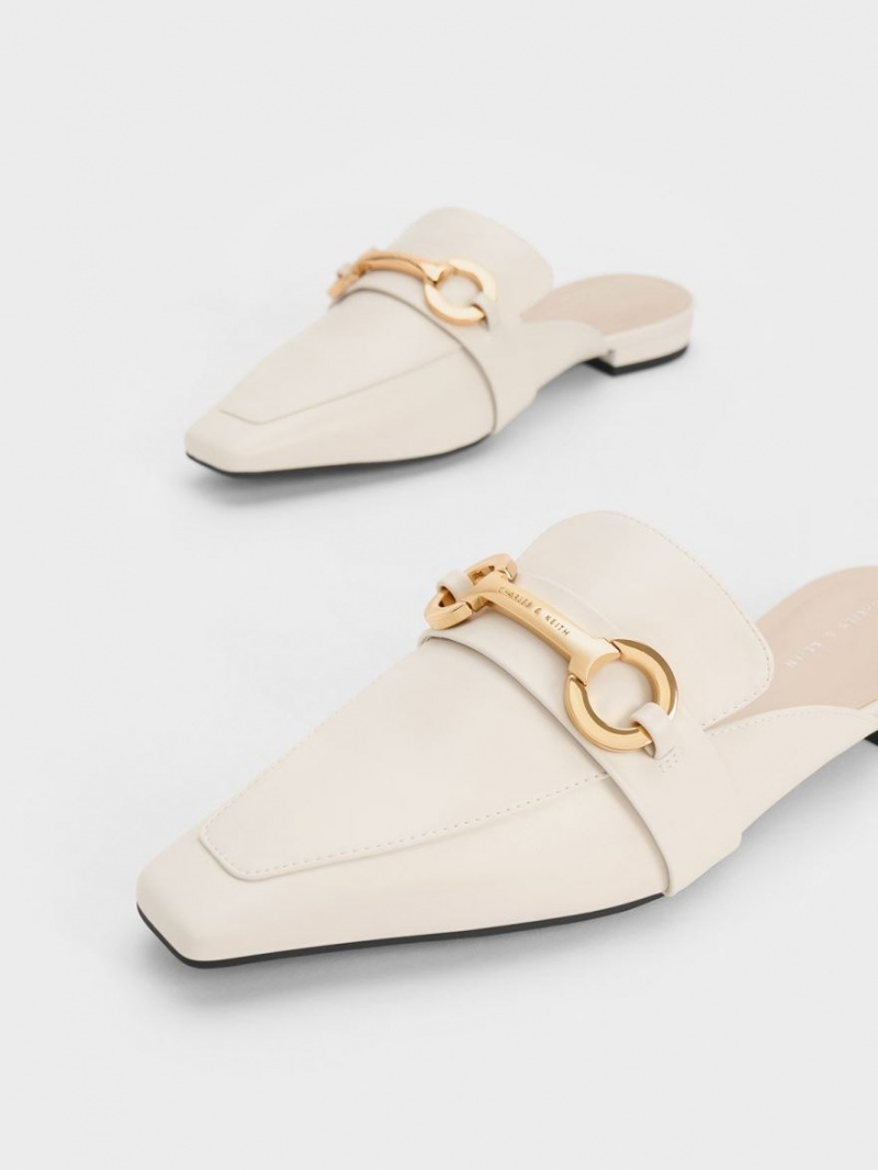 Mules Charles And Keith Metallic Accent Tapered φλατ ασπρα | 31052-DWCY