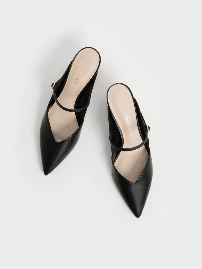 Mules Charles And Keith Metallic Sculptural Heel μαυρα | 36501-SCLX