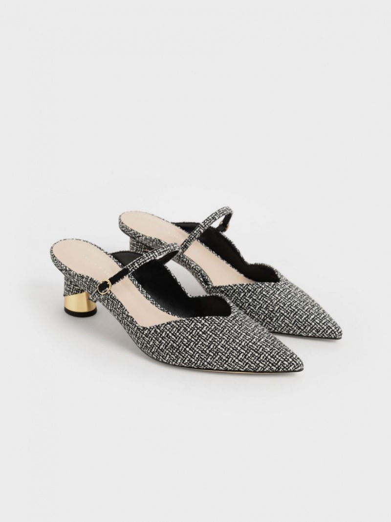 Mules Charles And Keith Metallic Sculptural Heel Tweed Πολύχρωμο | 74935-LCRQ