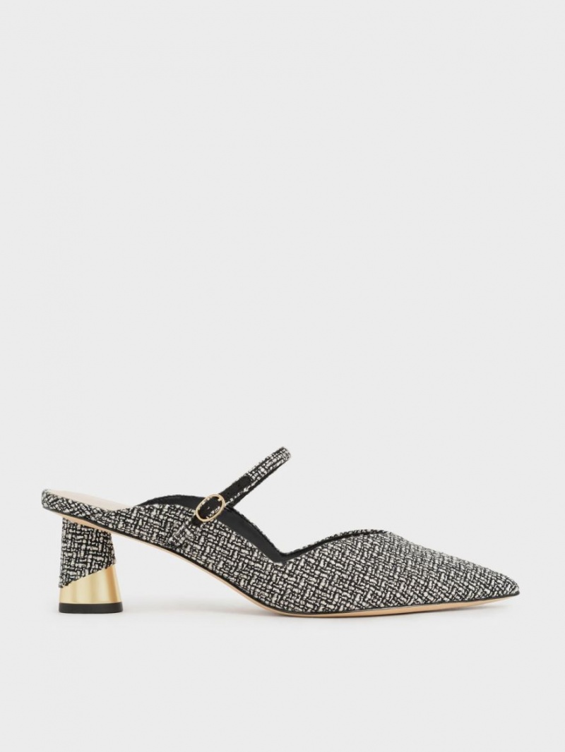 Mules Charles And Keith Metallic Sculptural Heel Tweed Πολύχρωμο | 74935-LCRQ