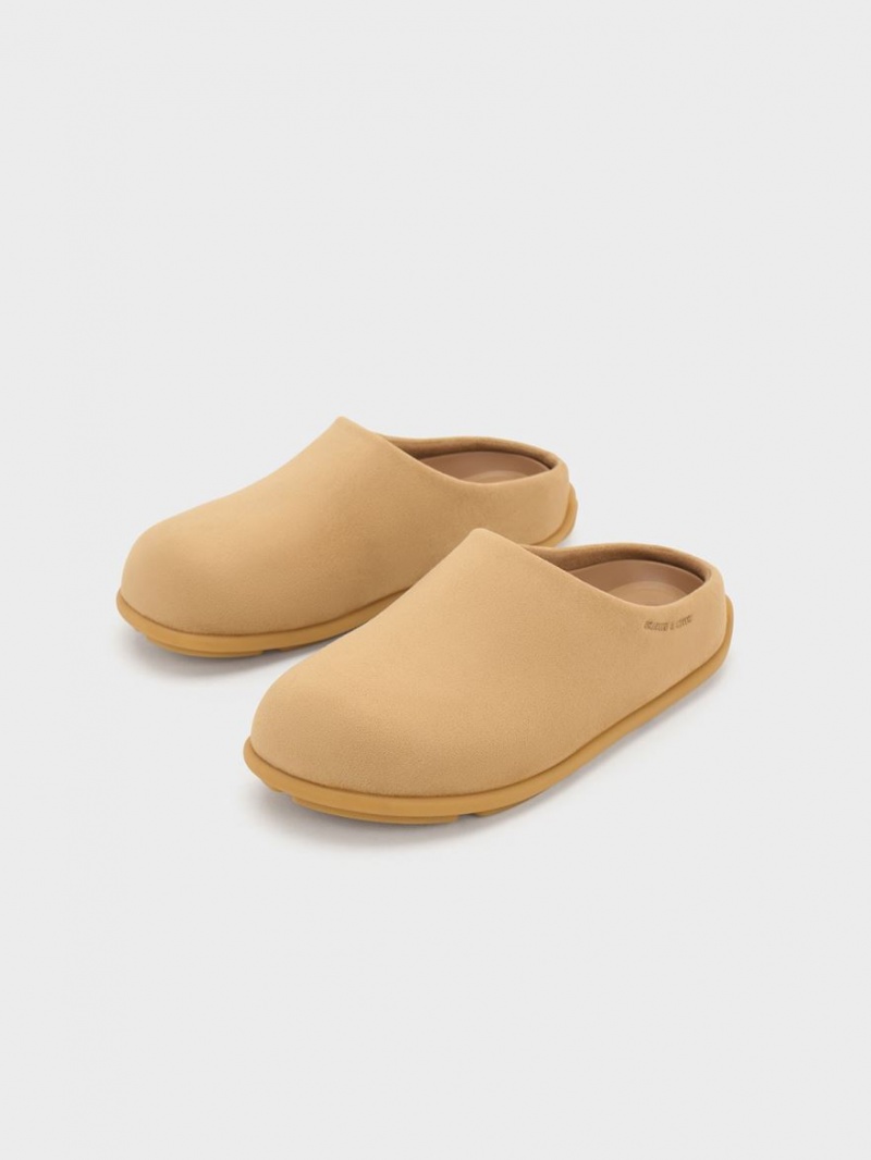 Mules Charles And Keith Molly Textured φλατ καφε | 47196-PVDR